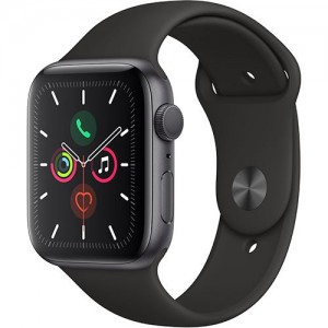Apple Watch Series 5 GPS 44mm Recondicionado Preto Frente e Bracelete